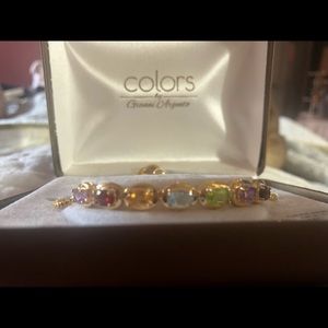 New Gold Plated Multi Gemstone Adjustable Bracelet